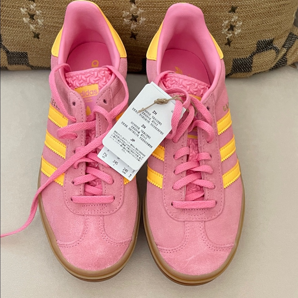 Adidas Women's Pink and Yellow Sneakers